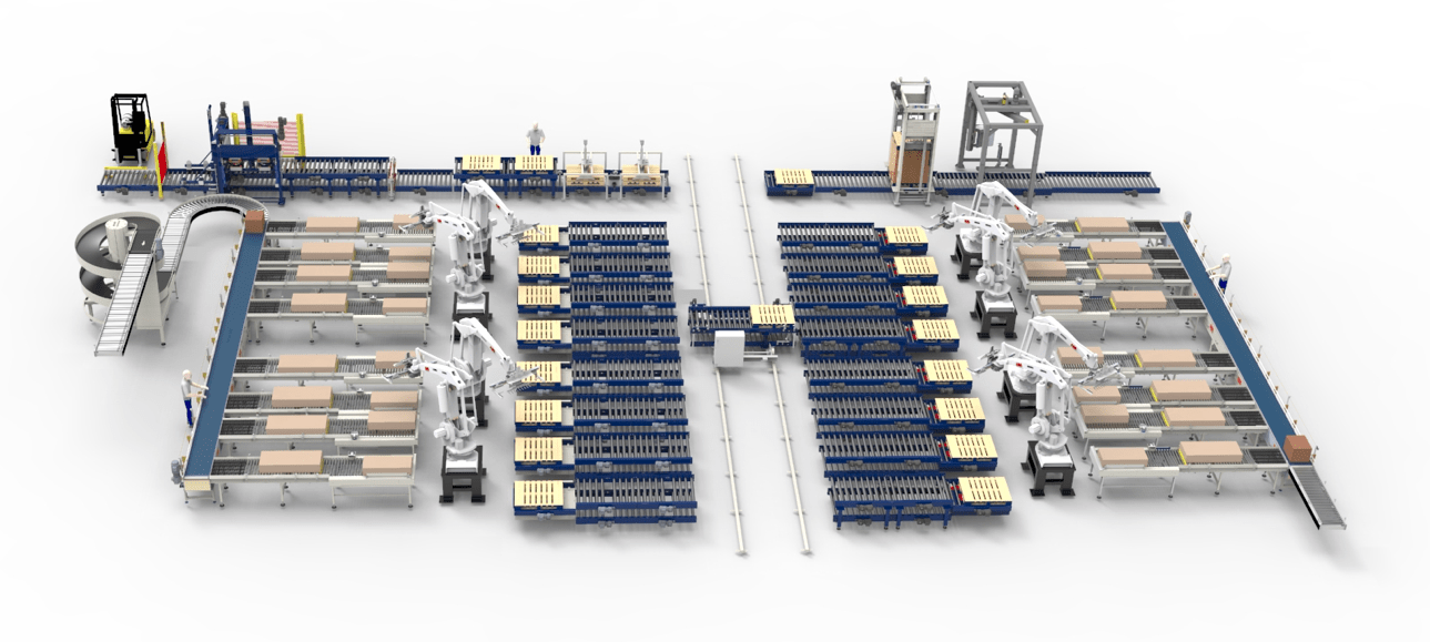 A full end of line palletising system we installed for a customer