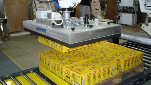 robot palletising boxes of sweets