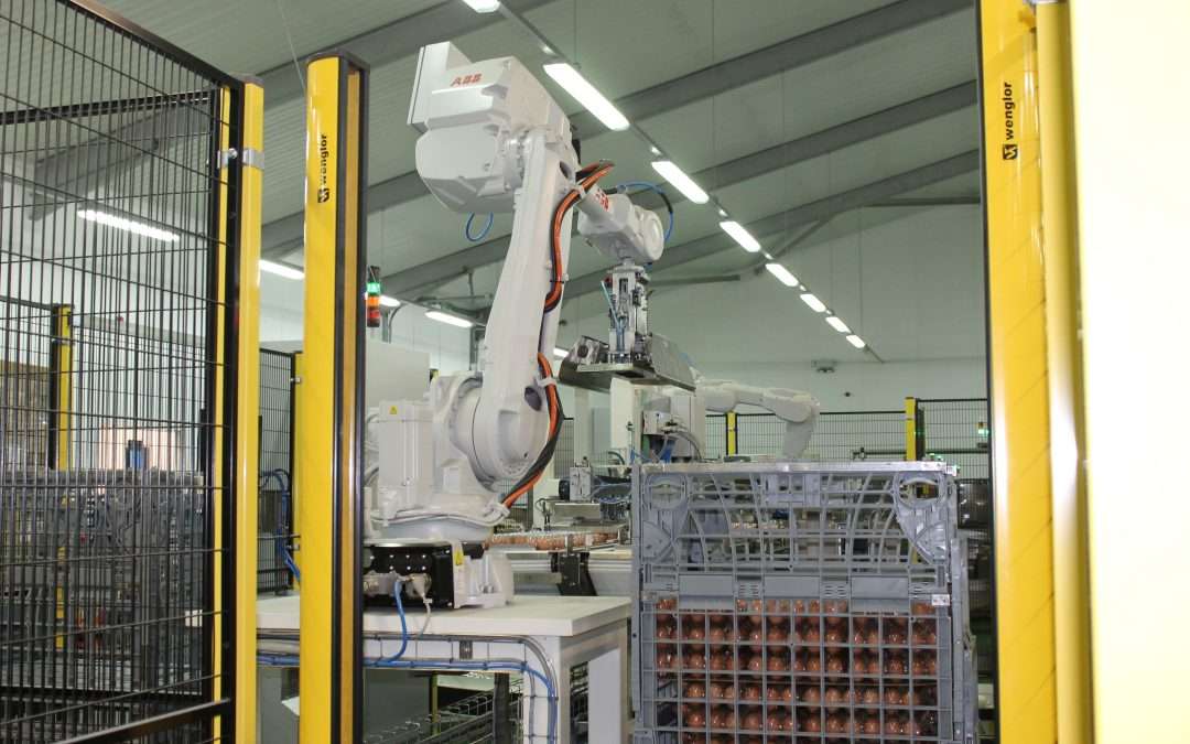 CKF utilises the latest in robot palletising technology to safely pack fresh egg cases